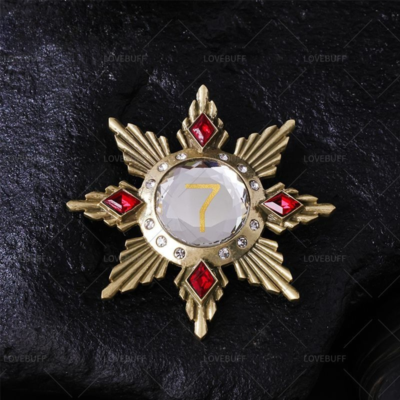 Collectible Vintage Brooches - Gouden stervormige nummer 7 broche ingelegd