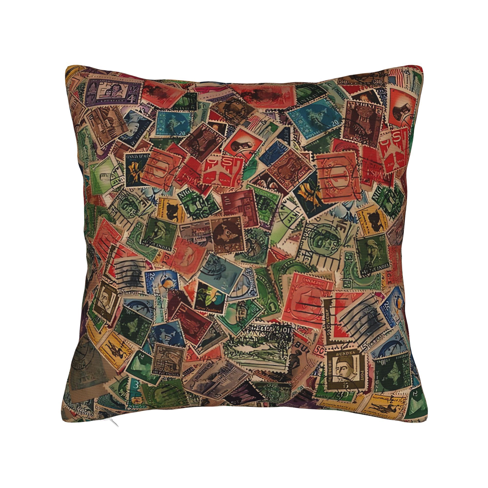 Collectible Vintage Postage Stamps - Elegante kussenhoes met een vintage postzegelcollectie,